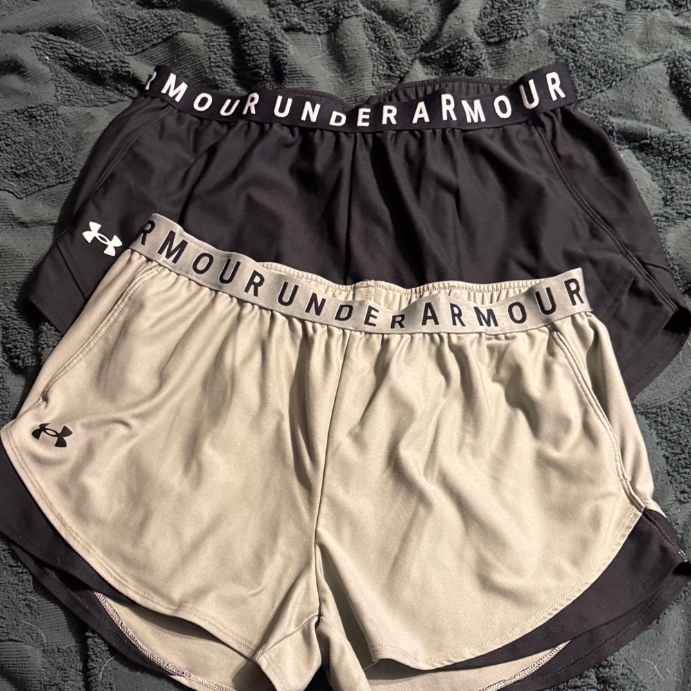 Under Armour Women’s Dual-Layer Athletic Shorts - Black & Tan